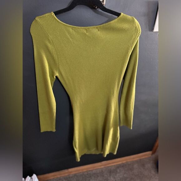 HOUSE OF HARLOW 1960 Black Compression Rib Knit Cut Out Dress NWT Size L GREEN - Picture 4 of 6